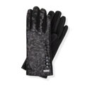 Damskie rękawiczki w subtelny wzór panterki czarne 39-6P-046-1