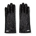 Damskie rękawiczki w subtelny wzór panterki czarne 39-6P-046-1