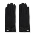 Damskie rękawiczki z dekoracyjnym akcentem czarne 39-6P-058-1