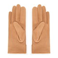 Damskie rękawiczki z dekoracyjnym akcentem jasny brąz 39-6P-058-5