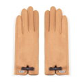 Damskie rękawiczki z małą kokardą jasny brąz 39-6P-048-5