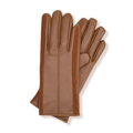 Damskie rękawiczki z naturalnej skóry owczej gładkie brązowe 44-6A-051-5