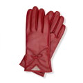 Damskie rękawiczki z naturalnej skóry owczej ocieplane czerwone 44-6A-057-3