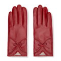 Damskie rękawiczki z naturalnej skóry owczej ocieplane czerwone 44-6A-057-3