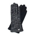 Damskie rękawiczki z tkaniny bouclé czarno-białe 47-6A-005-1X