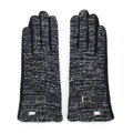 Damskie rękawiczki z tkaniny bouclé czarno-białe 47-6A-005-1X
