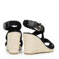Damskie sandały na koturnie w plecione paski czarne 100-P-813-1