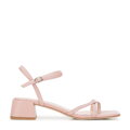 Damskie sandały skórzane z cienkimi paseczkami zgaszony róż 94-D-961-P