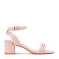 Damskie sandały z paskami na słupku zgaszony róż 98-DP-205-P
