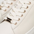 Damskie sneakersy skórzane na platformie kremowe 101-D-972-0