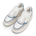 Damskie sneakersy z ekoskóry i skóry zamszowej niebieskie 100-DP-404-7