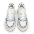 Damskie sneakersy z ekoskóry i skóry zamszowej niebieskie 100-DP-404-7