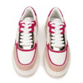 Damskie sneakersy z ekoskóry i skóry zamszowej różowe 100-DP-404-P