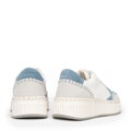 Damskie sneakersy z ekoskóry i skóry zamszowej niebieskie 100-DP-404-7