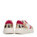 Damskie sneakersy z ekoskóry i skóry zamszowej różowe 100-DP-404-P