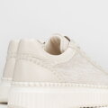 Damskie sneakersy z materiału włókienniczego i ekoskóry złamana biel 100-DP-405-0