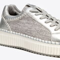 Damskie sneakersy z materiału włókienniczego i ekoskóry szaro-srebrne 100-DP-405-8