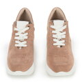 Damskie sneakersy zamszowe na koturnie w pasy zgaszony róż 95-D-654-P