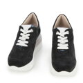 Damskie sneakersy zamszowe na koturnie w pasy ciemny granat 95-D-654-N