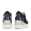 Damskie sneakersy zamszowe na koturnie w pasy ciemny granat 95-D-654-N