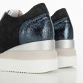 Damskie sneakersy zamszowe na koturnie w pasy ciemny granat 95-D-654-N