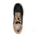 Damskie sneakersy ze sztucznym futrem czarno-beżowe 96-D-953-1
