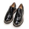 Damskie wsuwane sneakersy z lakierowanej skóry czarne 98-D-107-1