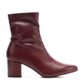 Dopasowane damskie botki na słupku bordowe 101-DP-852-3