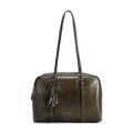 Khaki veľká shopper kabelka Wittchen s ozdobnými príveskami 103-4Y-508-Z