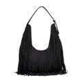 Duża torebka na ramię z frędzlami czarna 102-4Y-410-1