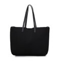 Duża torebka shopper z elementami ekoskóry czarna 100-4Y-401-1