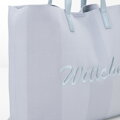 Duża torebka shopper z elementami ekoskóry niebieska 100-4Y-401-N
