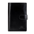 Duży portfel skórzany z zapięciem na napę czarny 21-1-035-L10