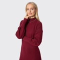 Dzianinowa sukienka midi z golfem bordowa 103-99-901-3