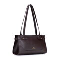 Elegancka bagietka damska ze skóry naturalnej ciemny brąz 103-4E-610-4