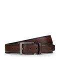 Elegancki pasek skórzany z geometryczną klamrą ciemny brąz 103-8M-106-4