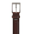 Elegancki pasek skórzany z geometryczną klamrą ciemny brąz 103-8M-106-4