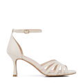 Dámske kožené sandále na ihličkovom podpätku elegantné krémové 102-D-500-0
