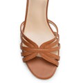 Eleganckie damskie sandały ze skóry naturalnej na szpilce jasny brąz 102-D-500-4
