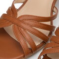Eleganckie damskie sandały ze skóry naturalnej na szpilce jasny brąz 102-D-500-4