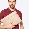 Etui na laptopa 13” z imitacji skóry beżowe 100-3P-903-9