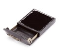Etui na wizytówki ze skóry lakierowanej pionowe czarne 25-2-151-1