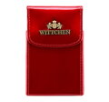 Etui na wizytówki ze skóry lakierowanej pionowe czerwone 25-2-151-3