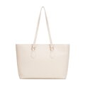 Klasyczna damska shopperka ze skóry naturalnej kremowa 102-4E-626-0