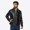 Klasyczna męska kurtka ze skóry naturalnej czarna 101-09-853-1