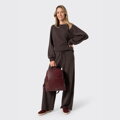 Komplet dresowy z wełny oversize z szerokimi spodniami ciemny brąz 29-99-008-4