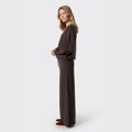 Komplet dresowy z wełny oversize z szerokimi spodniami ciemny brąz 29-99-008-4