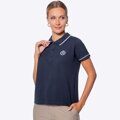 Koszulka polo damska bawełniana z lamówkami granatowo - biała D0-99-102-N
