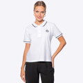 Koszulka polo damska bawełniana z lamówkami biało - czarna D0-99-102-0