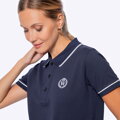 Koszulka polo damska bawełniana z lamówkami granatowo - biała D0-99-102-N
